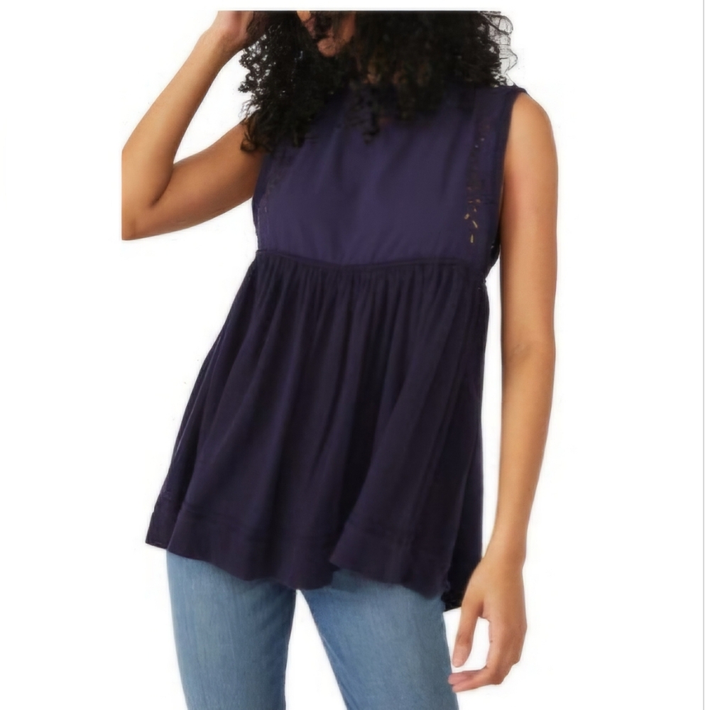 Free People Bella Babydoll XL Navy Blue